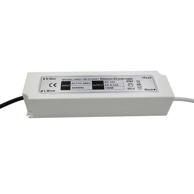 fonte de alimentação plástica mais fresca de Waterproof IP67 do motorista do diodo emissor de luz da luz de tira de 100W 12V
