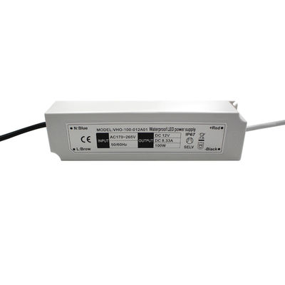 fonte de alimentação plástica mais fresca de Waterproof IP67 do motorista do diodo emissor de luz da luz de tira de 100W 12V