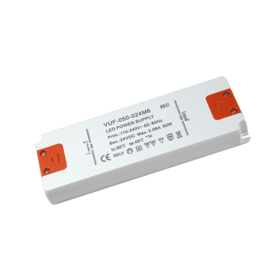 Capa de plástico de pouco peso interna IP20 do motorista 24V 50W do diodo emissor de luz de Constant Voltage