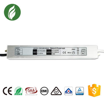 Motorista 600mA do diodo emissor de luz de SAA IP67 Constant Current com alojamento de alumínio