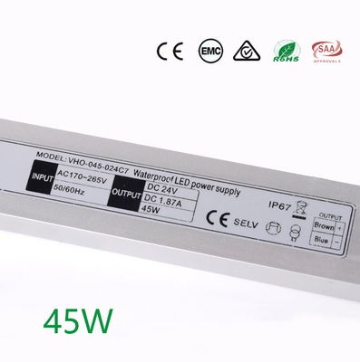 Motorista ultra magro do diodo emissor de luz de SMPS 1.88A, fonte de alimentação impermeável exterior IP67 do diodo emissor de luz
