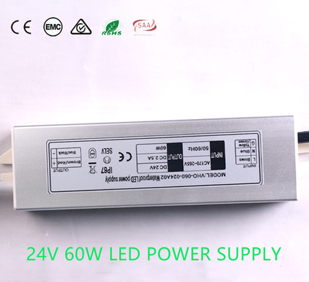 Fonte de alimentação de DC 24V exterior de ROHS 2.5A, tira Heatproof do diodo emissor de luz de For do motorista do diodo emissor de luz